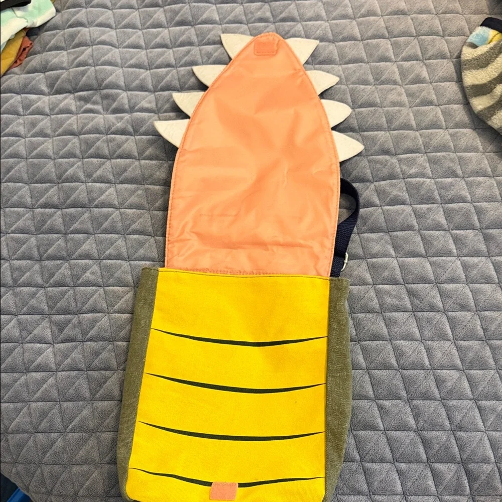 Kids Olive Green & Yellow Crocodile Backpack - Picture 2 of 4